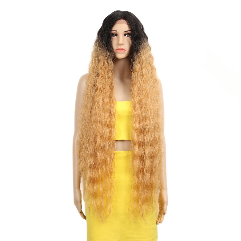 Blonde Super Long Wavy Lace Synthetic Hair Wig