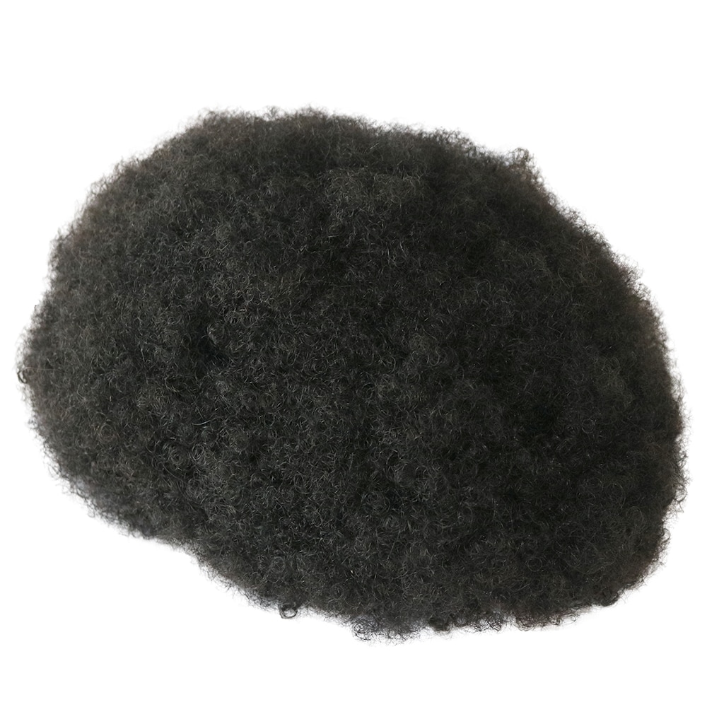 6mm Afro Toupee for Black Men Human Hair African American Wigs Full Skin 8x10inch  Mens Curly Wig