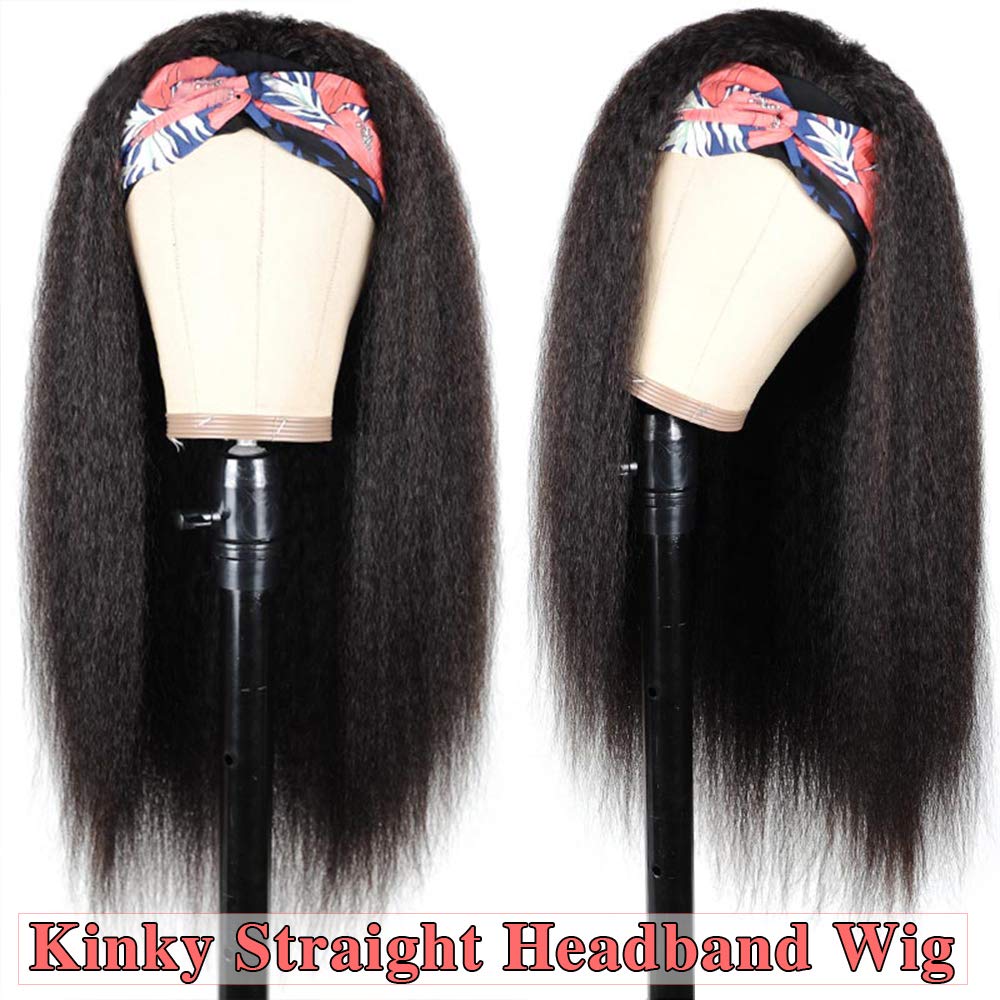 Kinky Straight Headband Wigs Yaki Straight Synthetic Hair Wig Glueless Wigs for Black Women Machine Made Wigs16-26 inch