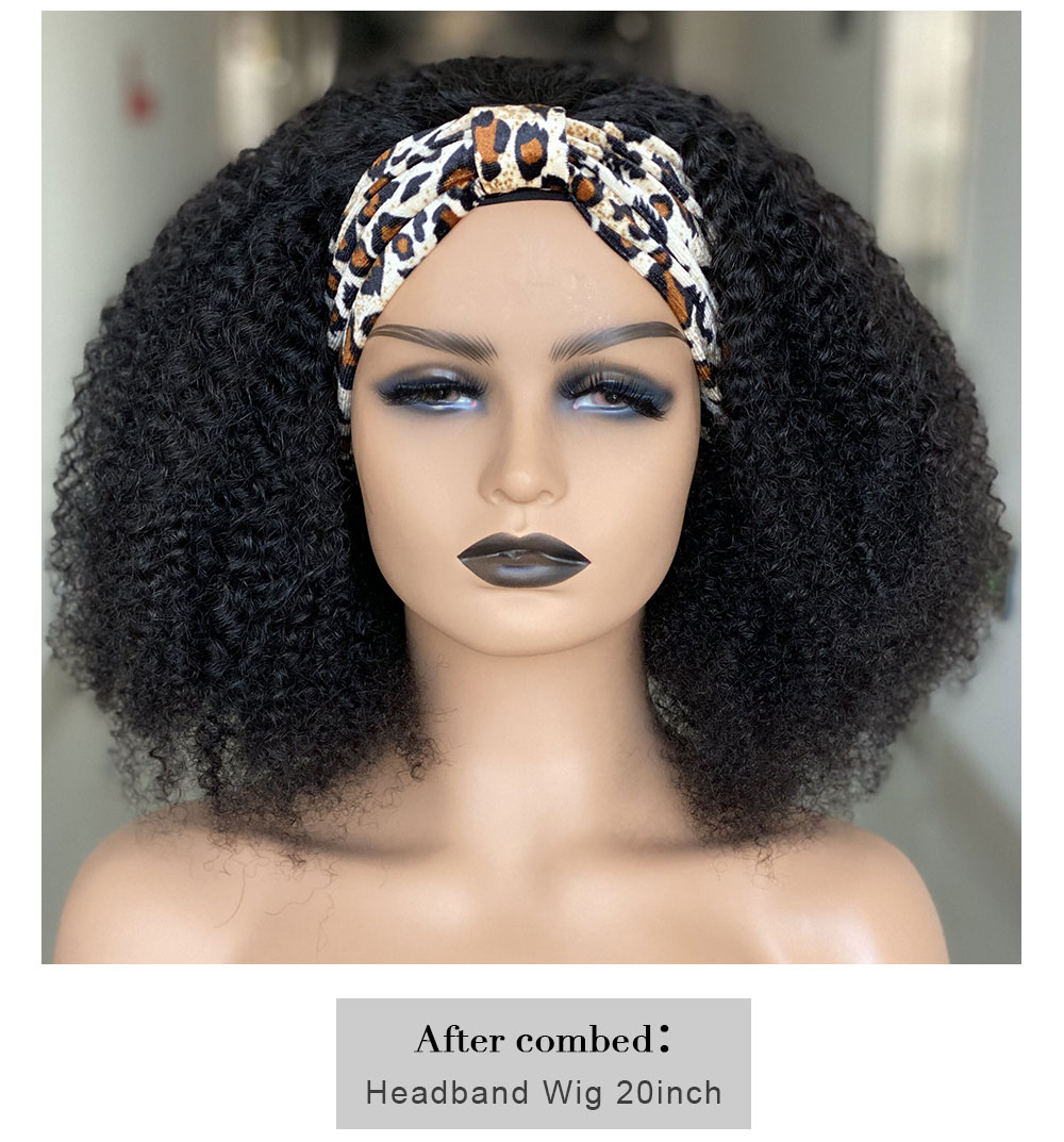 Human Hair Afro Kinky Headband Wig