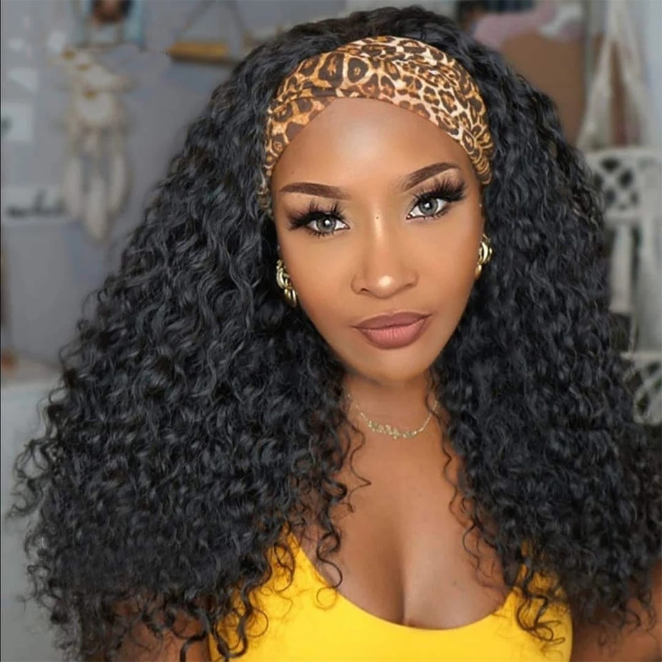 Deep Wave Headband Wig for Women